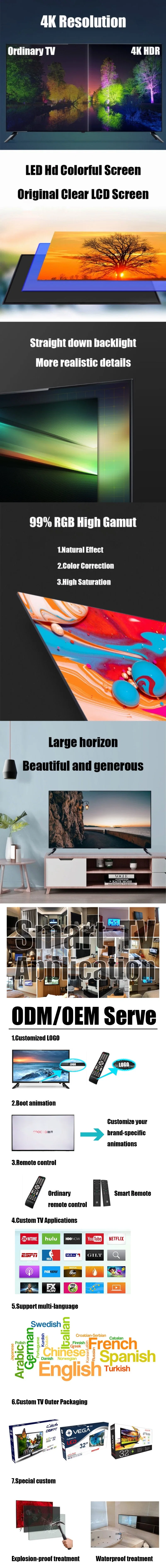 22 24 Inch 32" 40" 43" 50" 55" 60"65" 70" 75" 2K 4K Television Android Smart Color UHD 4K Home LCD LED TV
