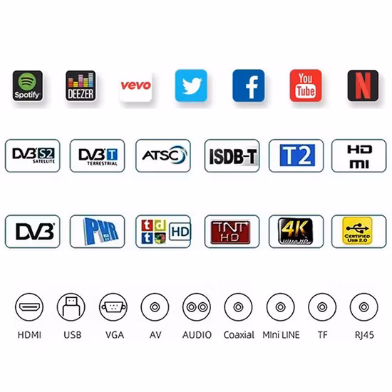 TV 55" 4K UHD Design sem moldura LCD LED TV com sistema digital Smart TV curvada Android 11.0
